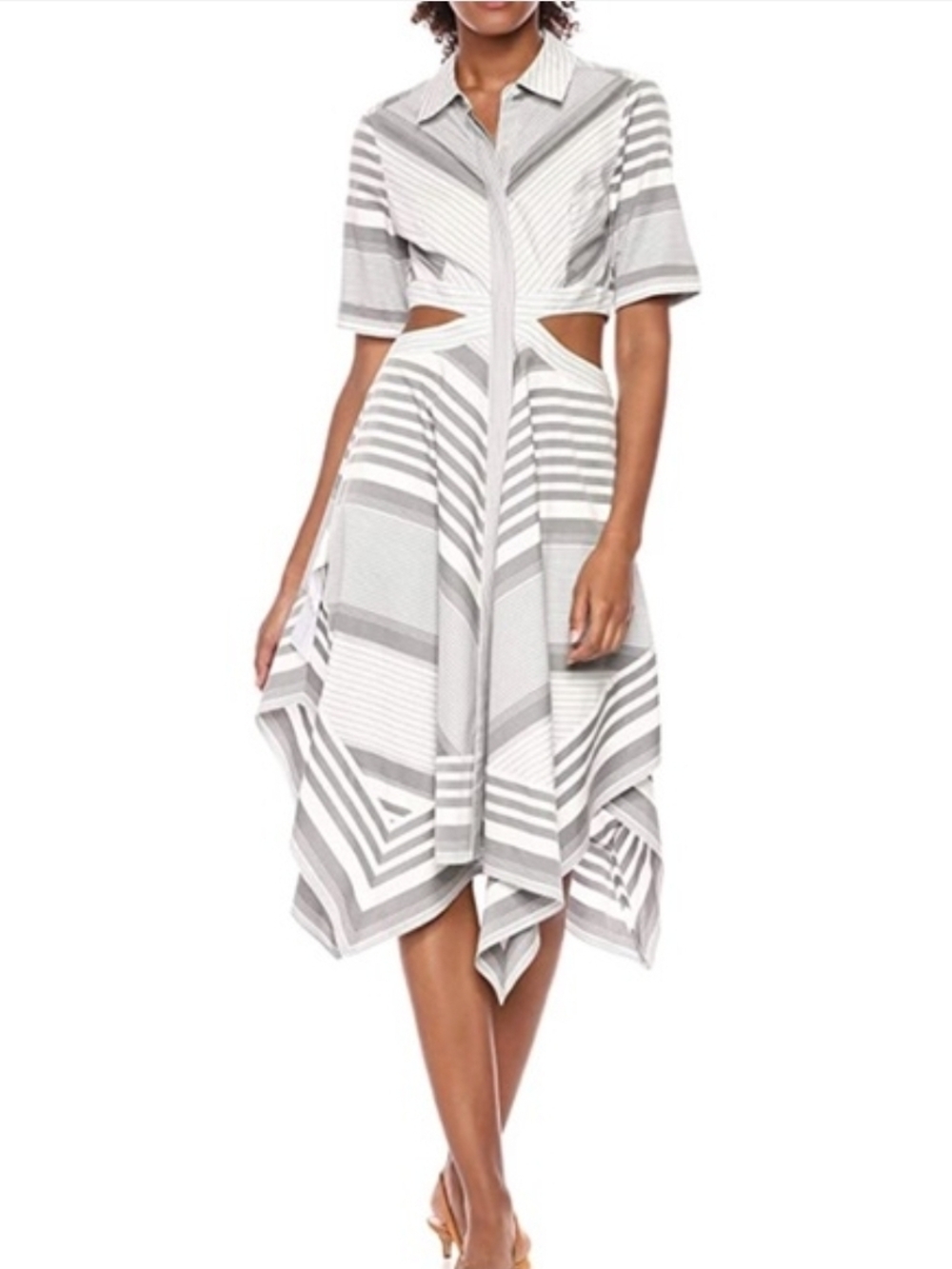 BCBG MAXAZRIA Striped Cutout Handkerchief Dress Size 4